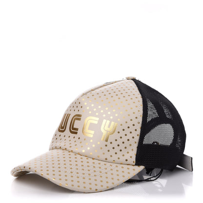 Gucci X SEGA Calfskin GUCCY Stars Baseball Hat S Mystic White Gold 1 of 11