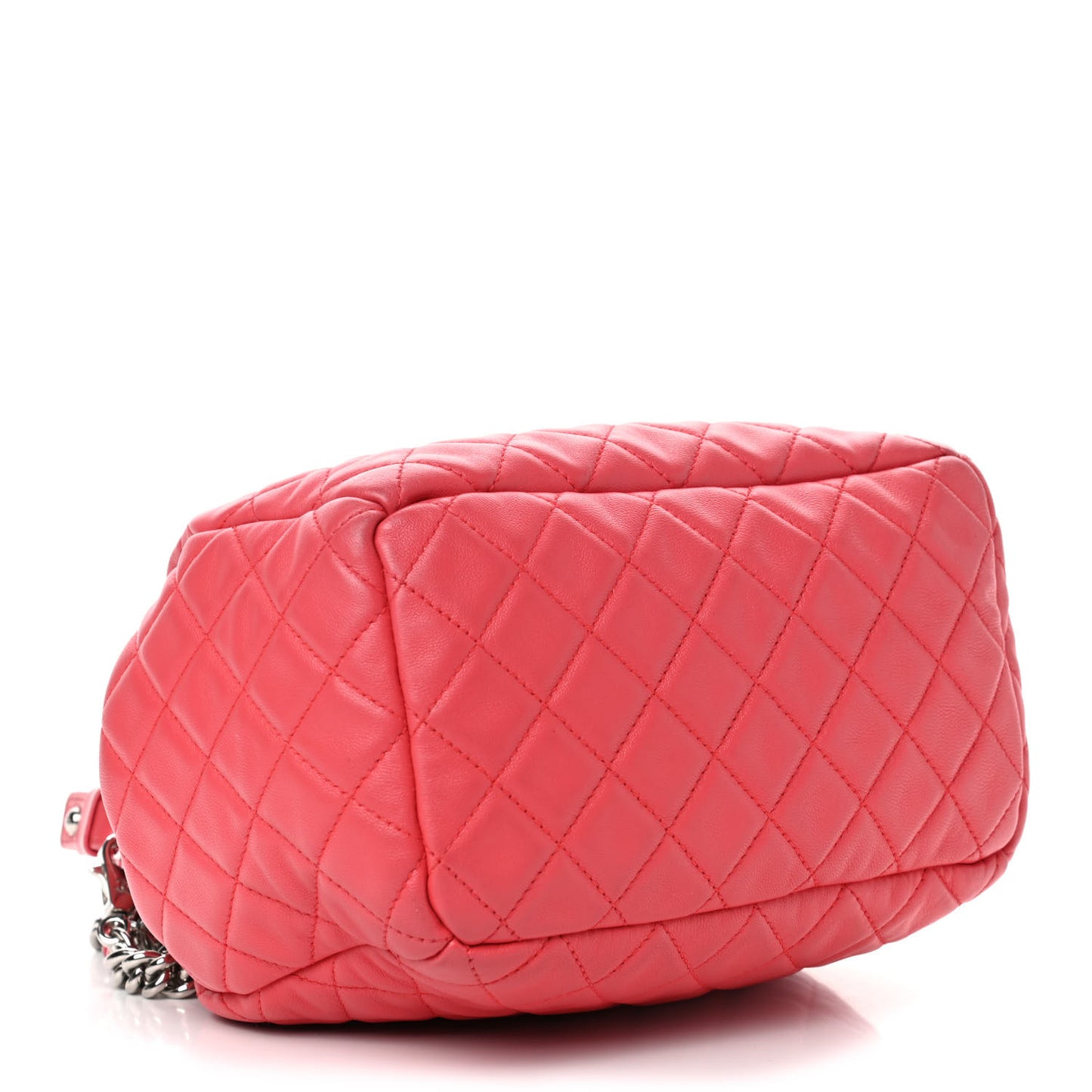 Lambskin Quilted Small CC Chain Drawstring Bucket Bag Pink