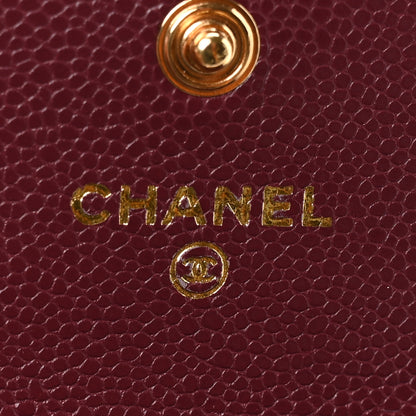 Chanel Caviar Flat Chevron Quilted Flap Card Holder Burgundy 6 of 9