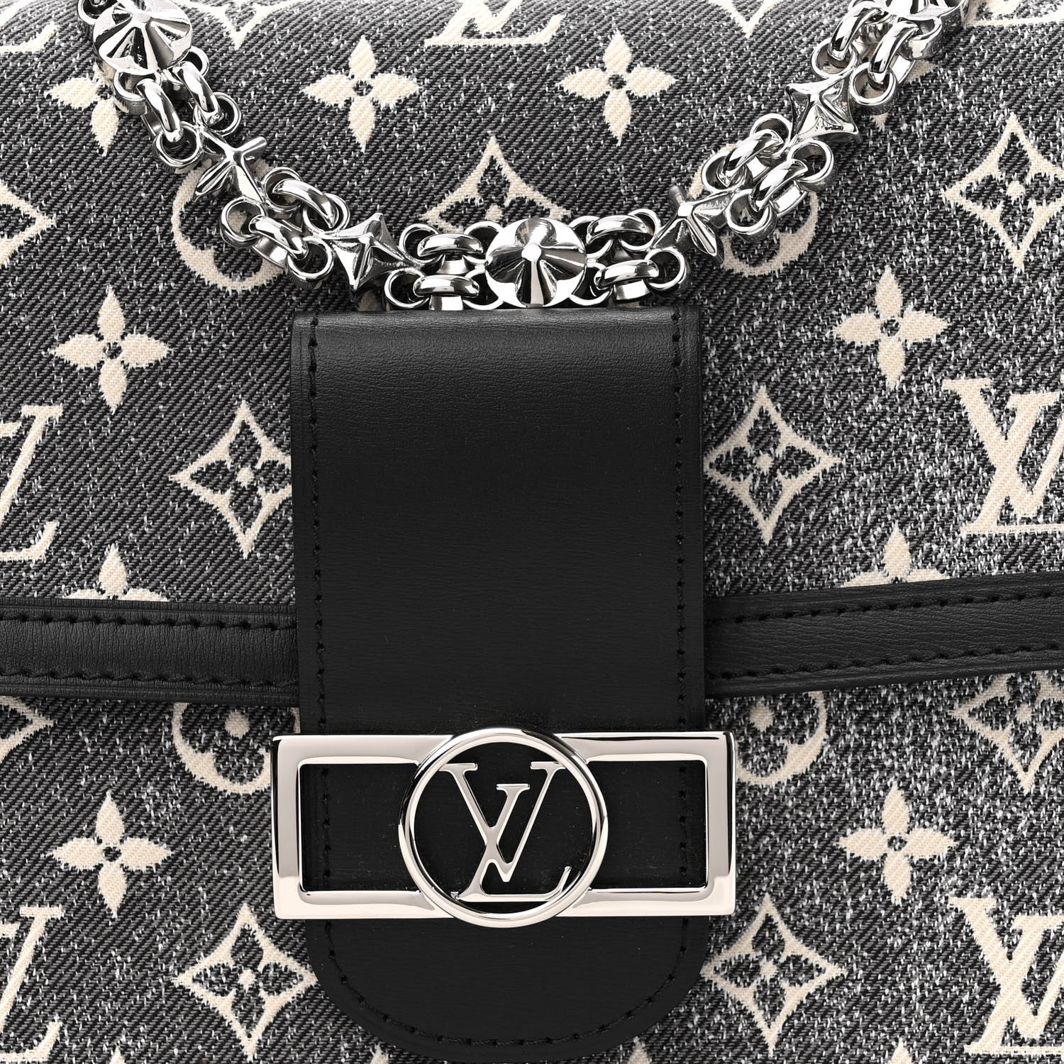 Louis Vuitton Denim Monogram Jacquard Dauphine MM Black 8 of 10