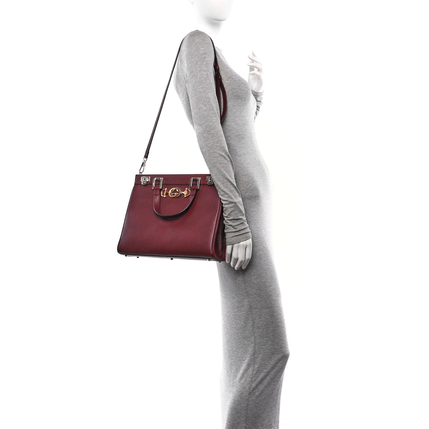 Grainy Calfskin Medium Zumi Top Handle Bag Vintage Bordeaux