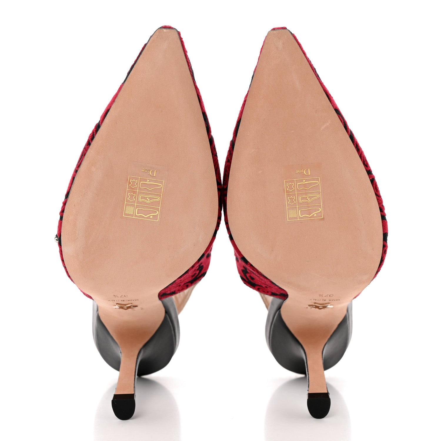 Christian Dior Canvas Bandana Ribbon Embroidered J'Adior Slingback 100mm Pumps 37.5 Black Red 5 of 13