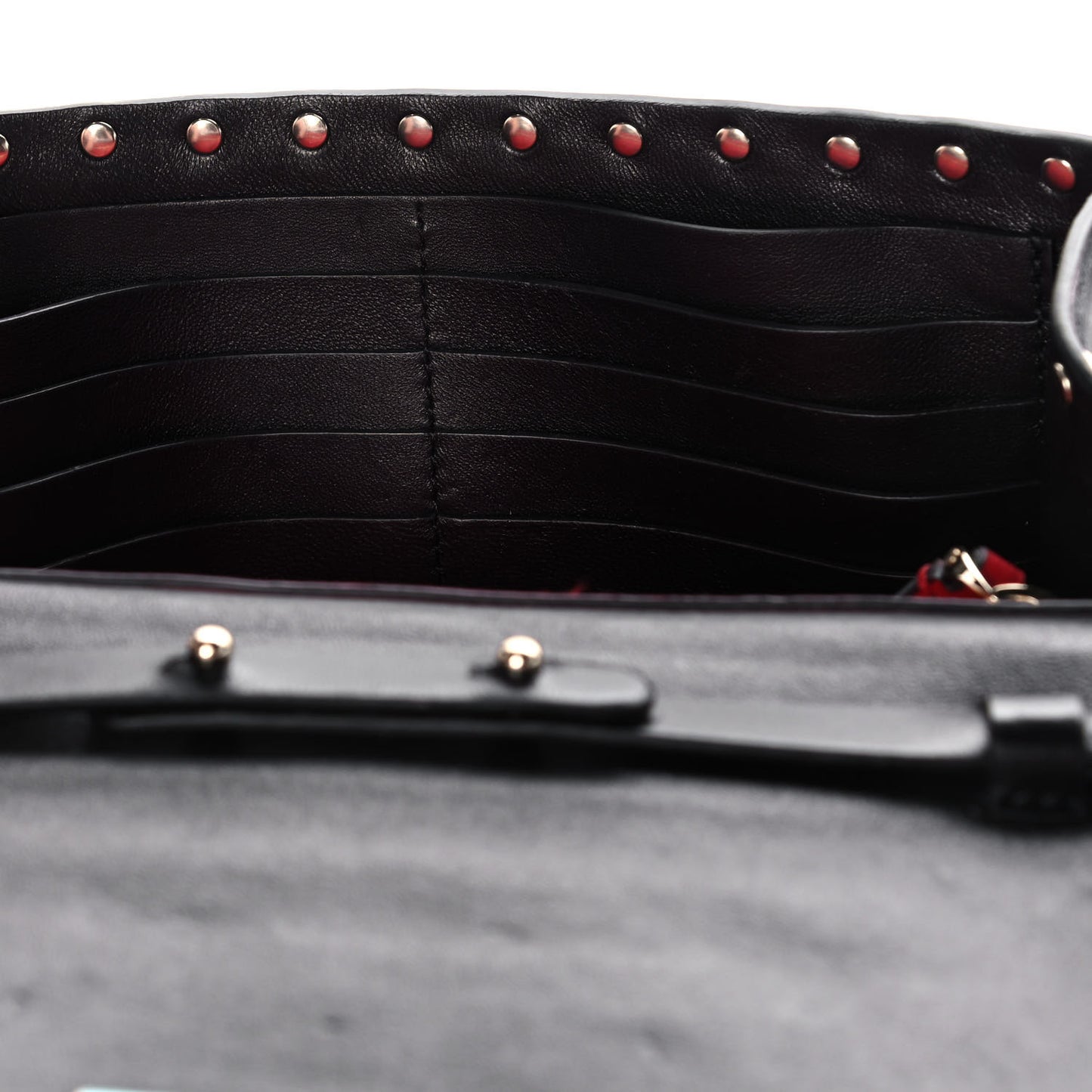 Lambskin Rockstud Spike Wallet on Chain Black