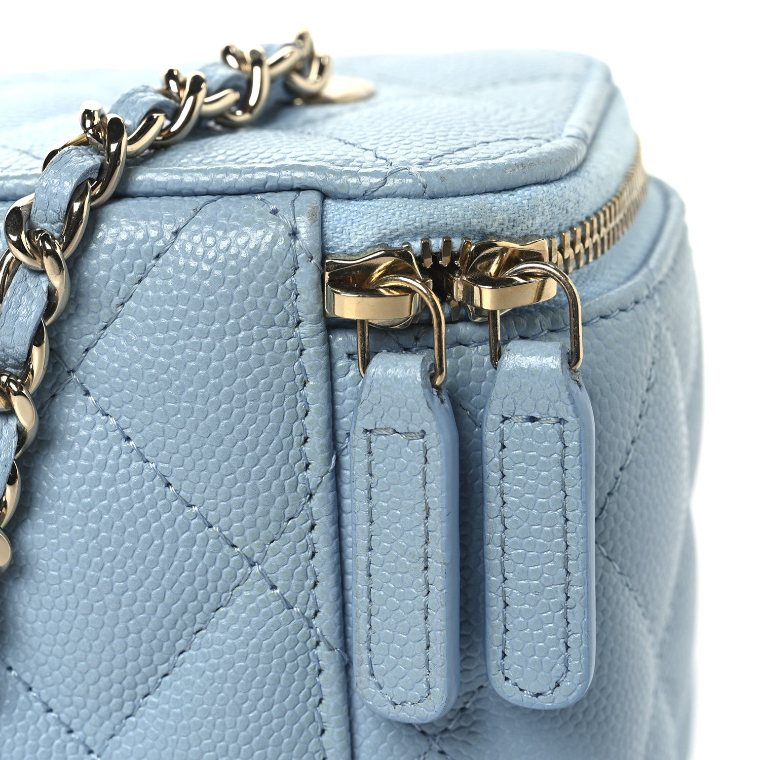 Chanel Caviar Quilted Small Tiny CC Vanity Case With Chain Light Blue Light Blue 12 of 13