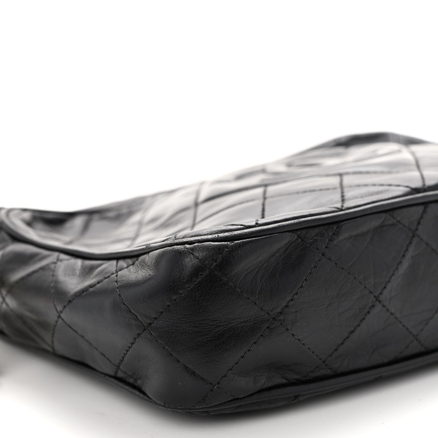 Lambskin Quilted Tassel Camera Case Black