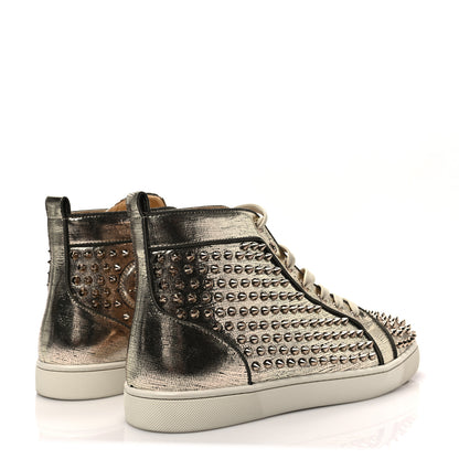 Christian Louboutin Laminato Dino Nappa Spikes Mens Louis Orlato Flat Sneakers 44 Platine 4 of 7