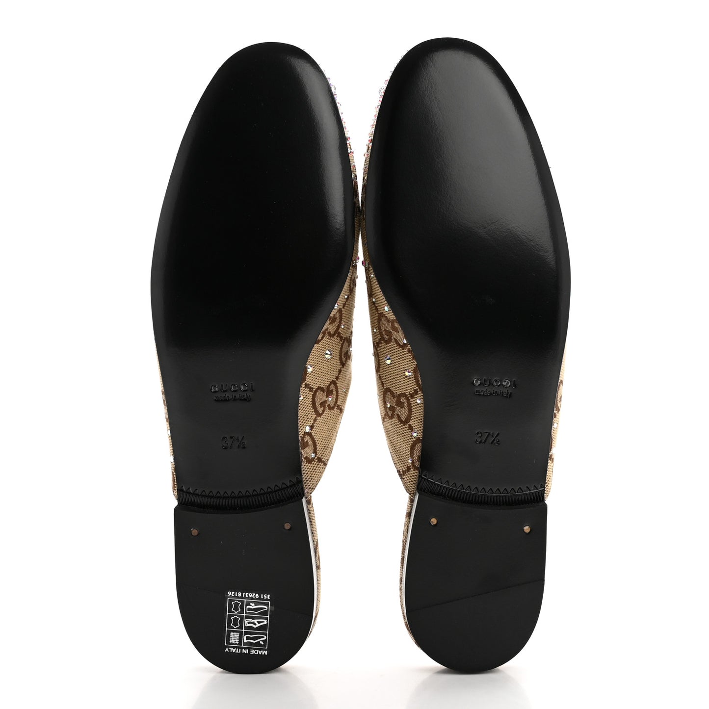 Crystal Canvas GG Monogram Nappa Womens Princetown Slippers 37.5 Beige Ebony New Acero
