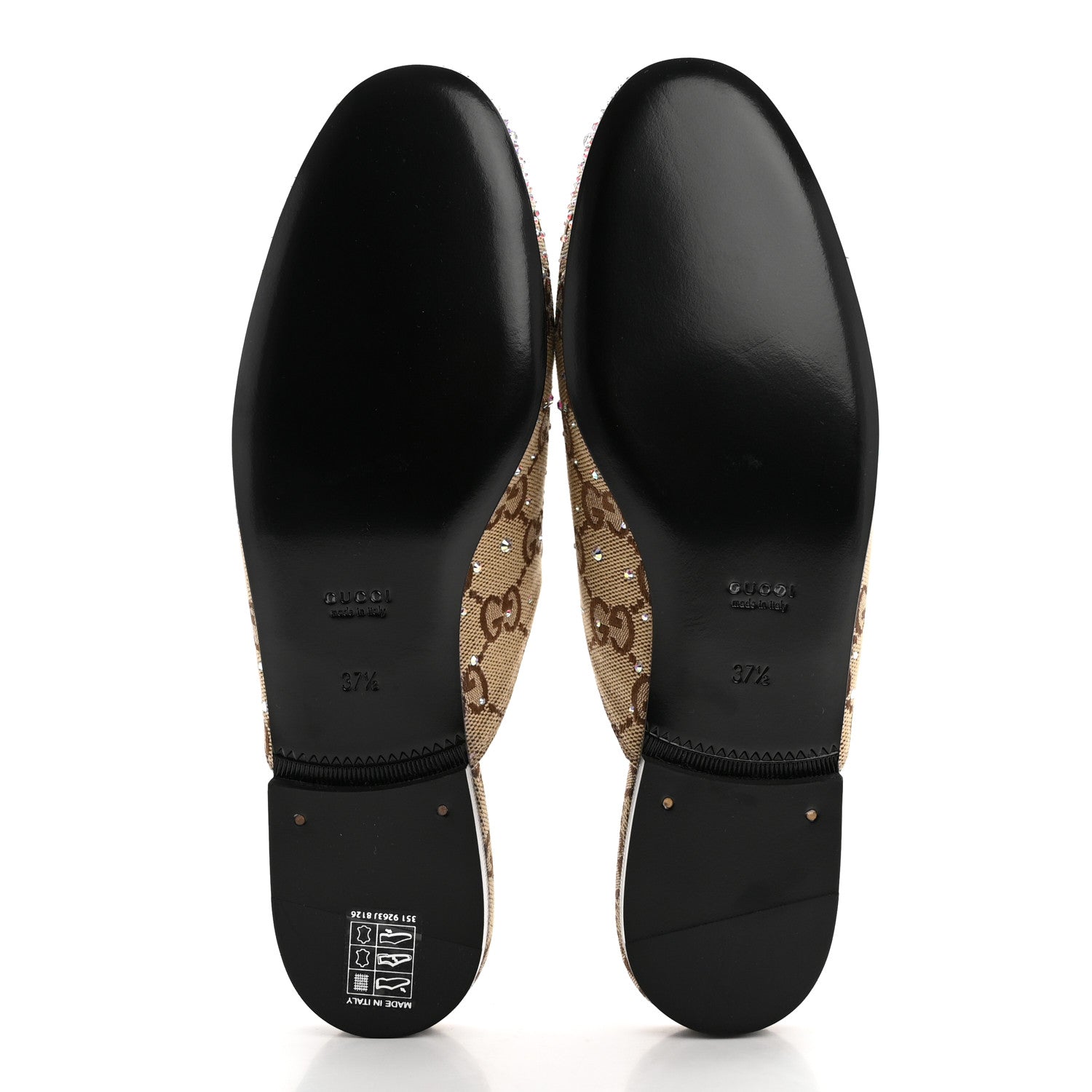 Gucci Crystal Canvas GG Monogram Nappa Womens Princetown Slippers 37.5 Beige Ebony New Acero 5 of 9
