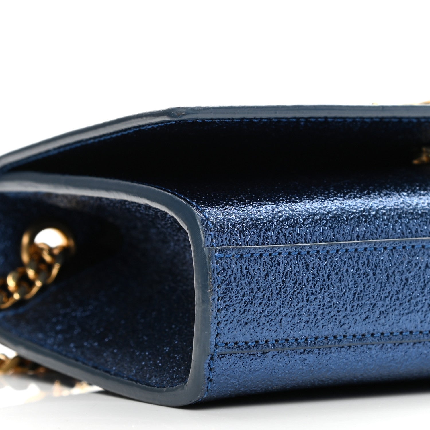 Saint Laurent Metallic Calfskin Small Monogram Kate Satchel Navy 8 of 9