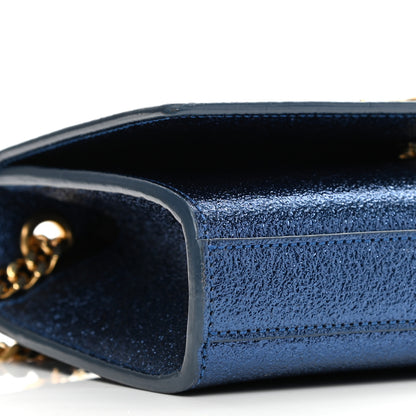 Saint Laurent Metallic Calfskin Small Monogram Kate Satchel Navy 8 of 9