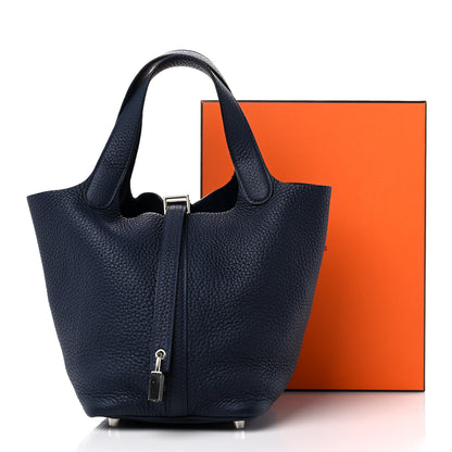 Hermes Taurillon Clemence Picotin Lock 18 PM Bleu Nuit 10 of 10