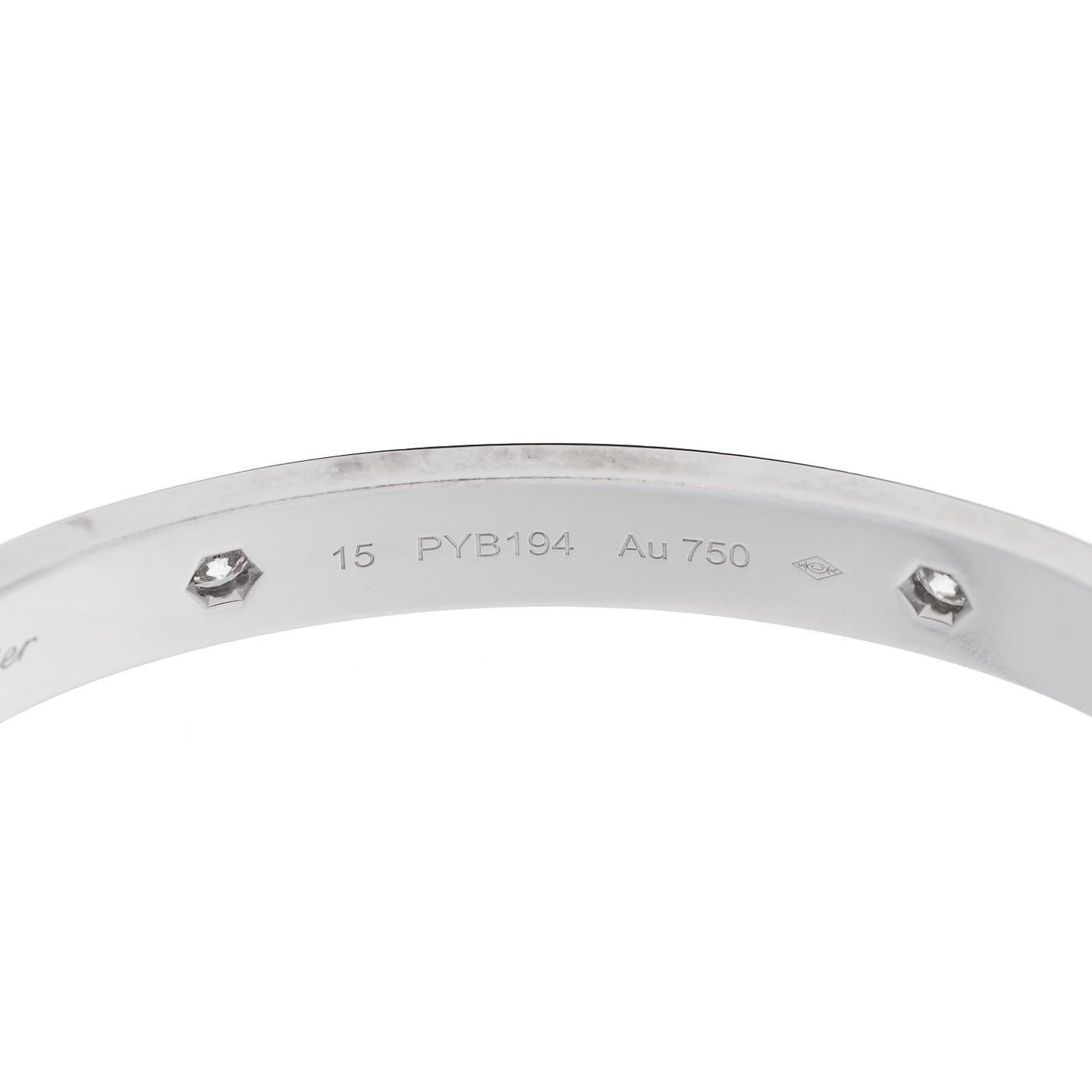 18K White Gold 4 Diamond Love Bracelet 15