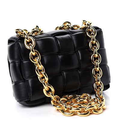 Bottega Veneta Lambskin Maxi Intreccio Padded Chain Cassette Crossbody Bag Black 3 of 9
