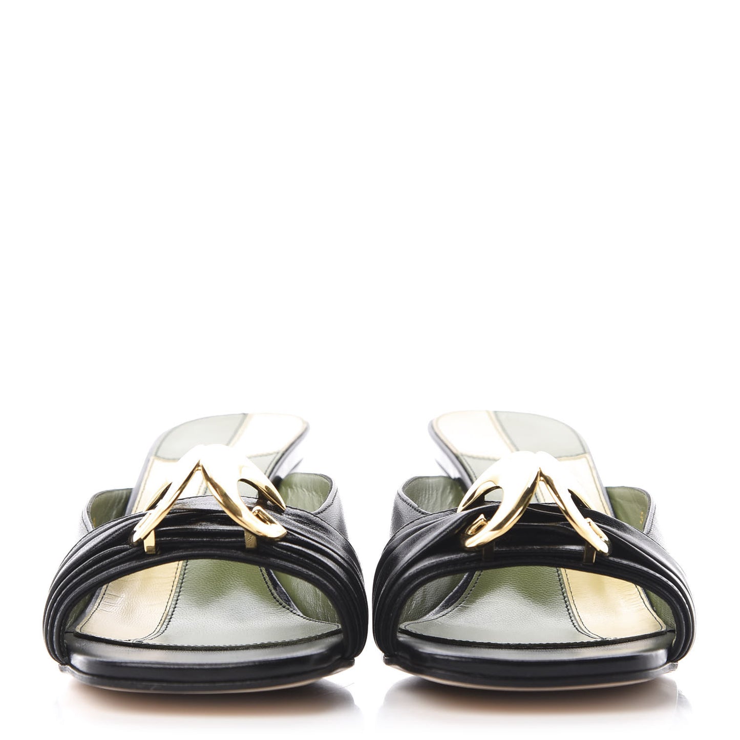 Malaga Kid Half Moon GG Square Toe Slide Sandals 38.5 Black