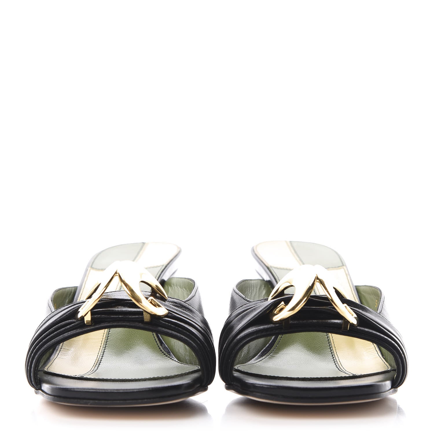 Gucci Malaga Kid Half Moon GG Square Toe Slide Sandals 38.5 Black 2 of 10