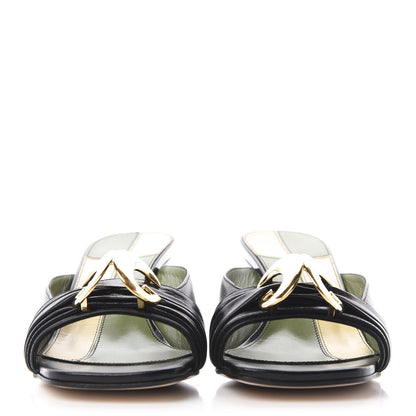 Gucci Malaga Kid Half Moon GG Square Toe Slide Sandals 38.5 Black 2 of 10