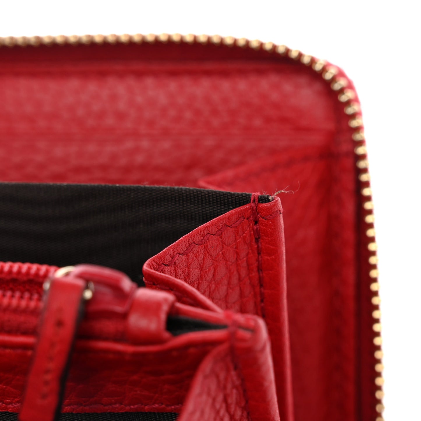 Pebbled Calfskin Soho Zip Around Wallet Red