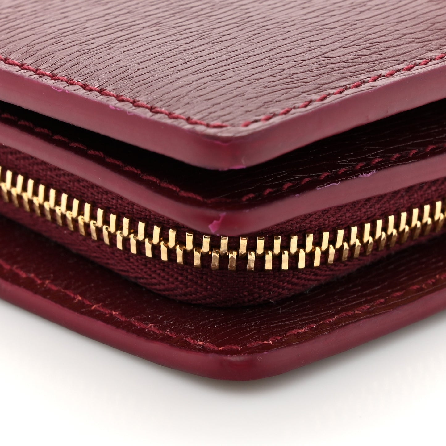Calfskin Script Card Case Wallet Rosso Ancora Red
