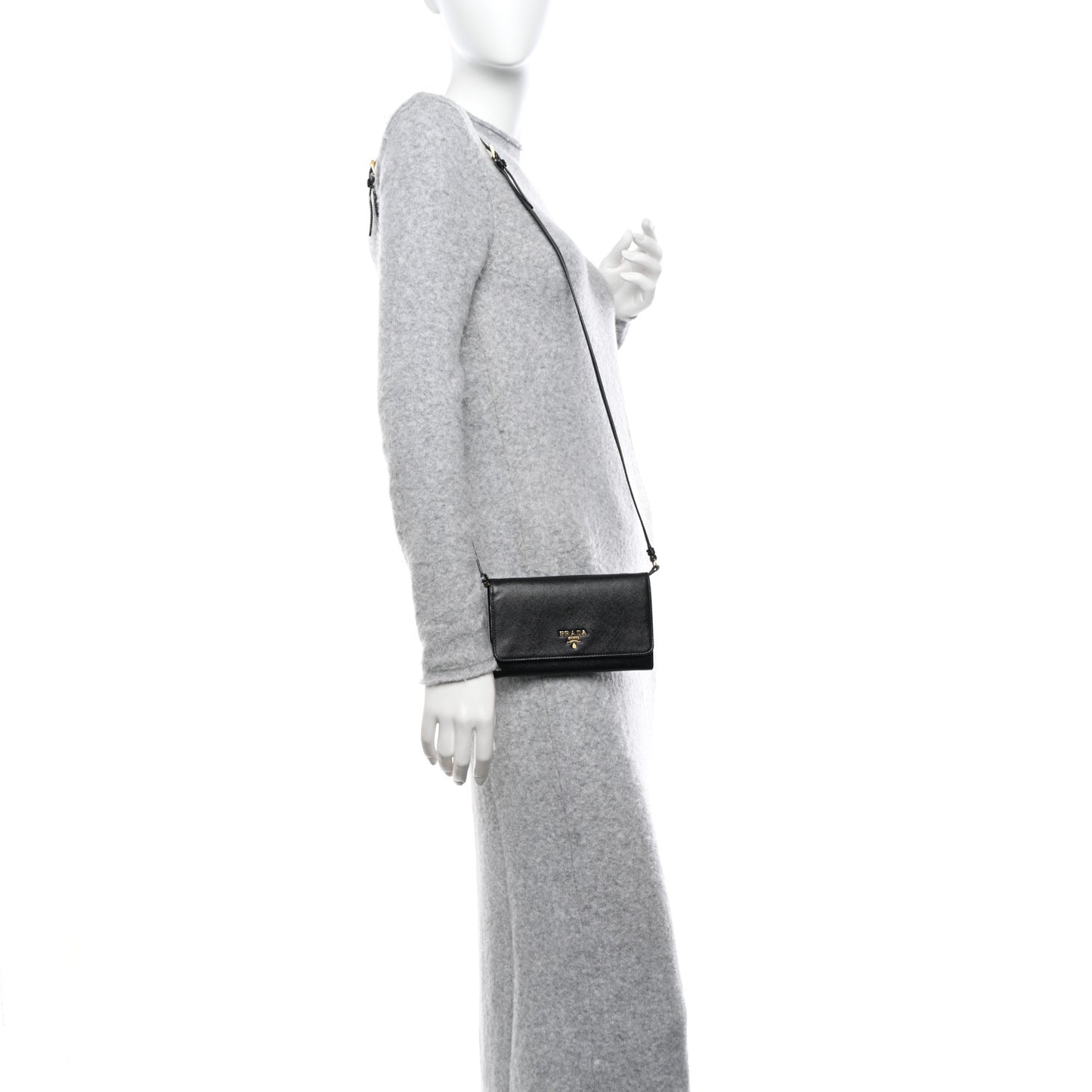 Saffiano Vernice Mini Crossbody Wallet Black