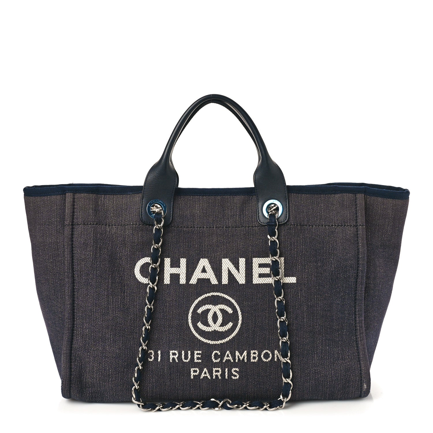Chanel Denim Medium Deauville Tote Dark Blue 1 of 12