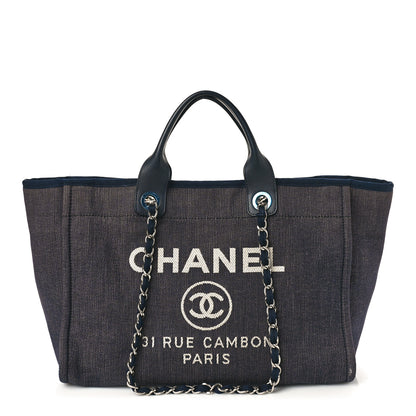 Chanel Denim Medium Deauville Tote Dark Blue 1 of 12