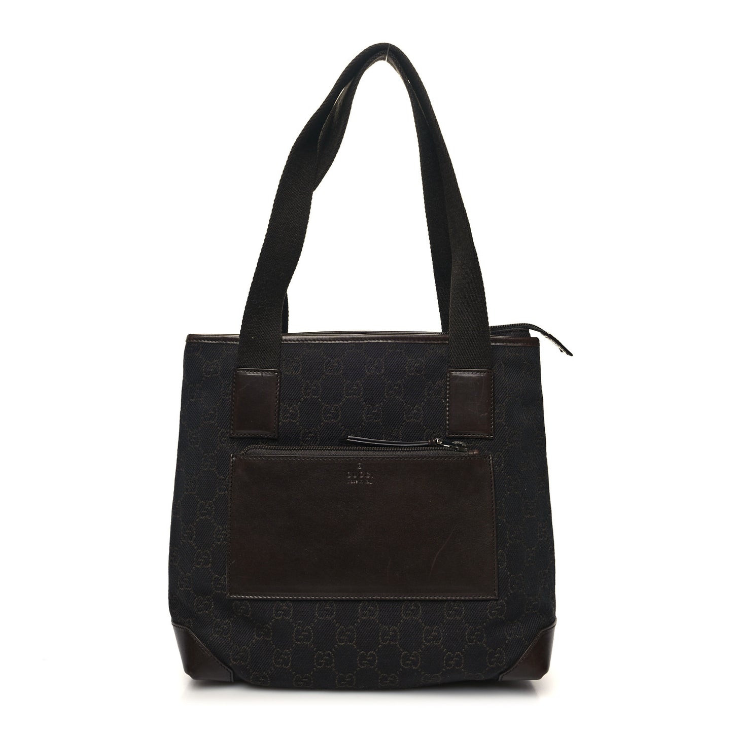 Denim Monogram Tote Bag Dark Brown