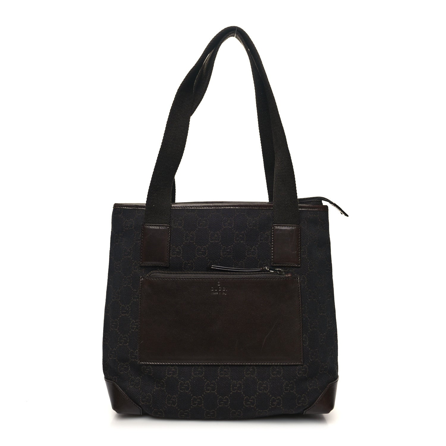 Gucci Denim Monogram Tote Bag Dark Brown 1 of 11