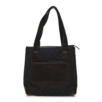 Gucci Denim Monogram Tote Bag Dark Brown 1 of 11