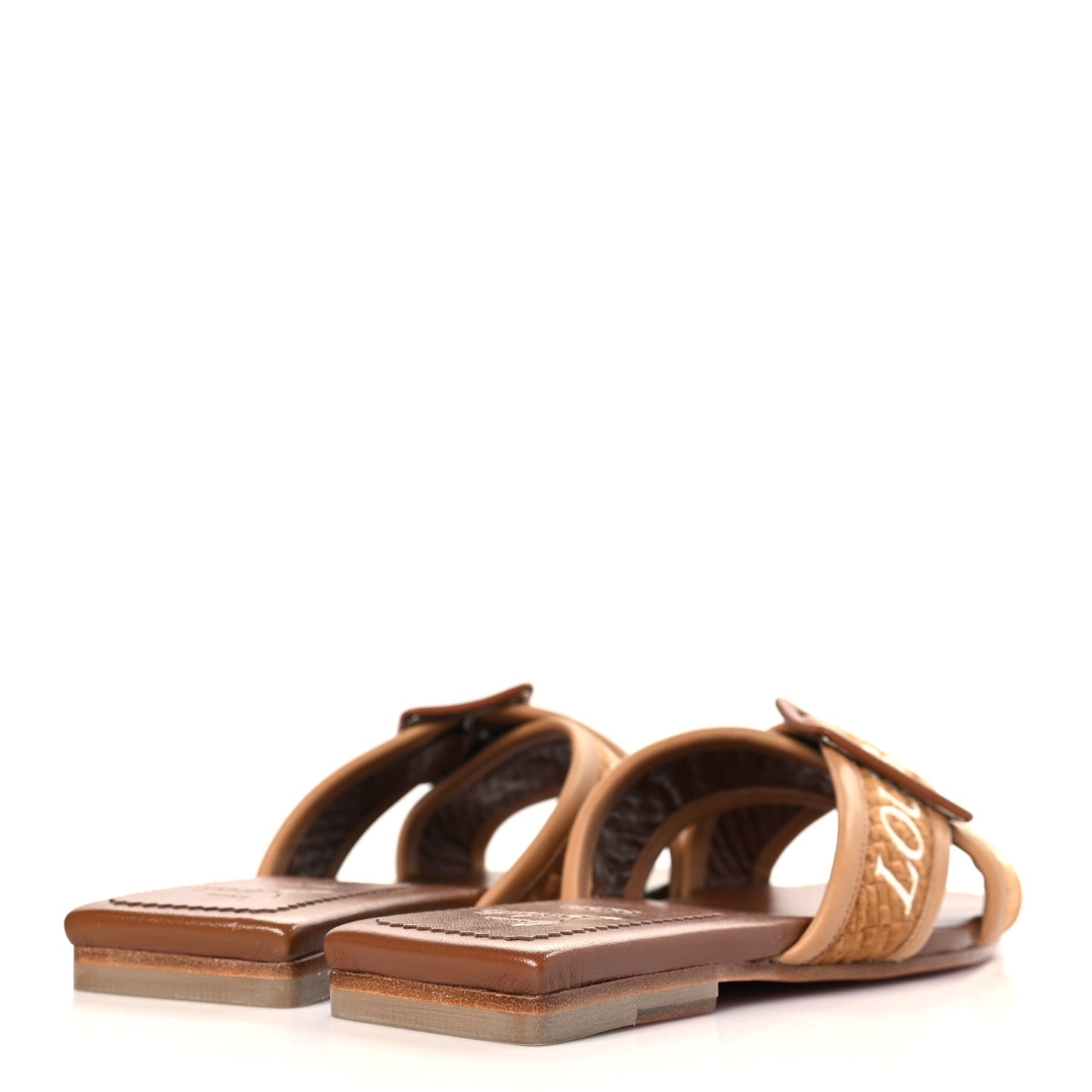 Calfskin Crossimule Flat Slide Sandals 38.5 Cuoio