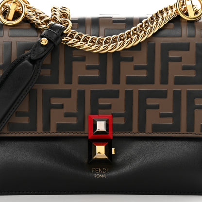 Fendi Vitello Liberty Bi-Color FF 1974 Embossed Small Kan I Shoulder Bag Black Maya 8 of 14