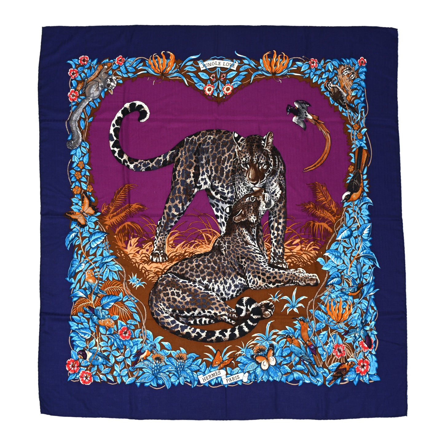 Cashmere Silk Jungle Love Shawl 140 Indigo Prune Bleu