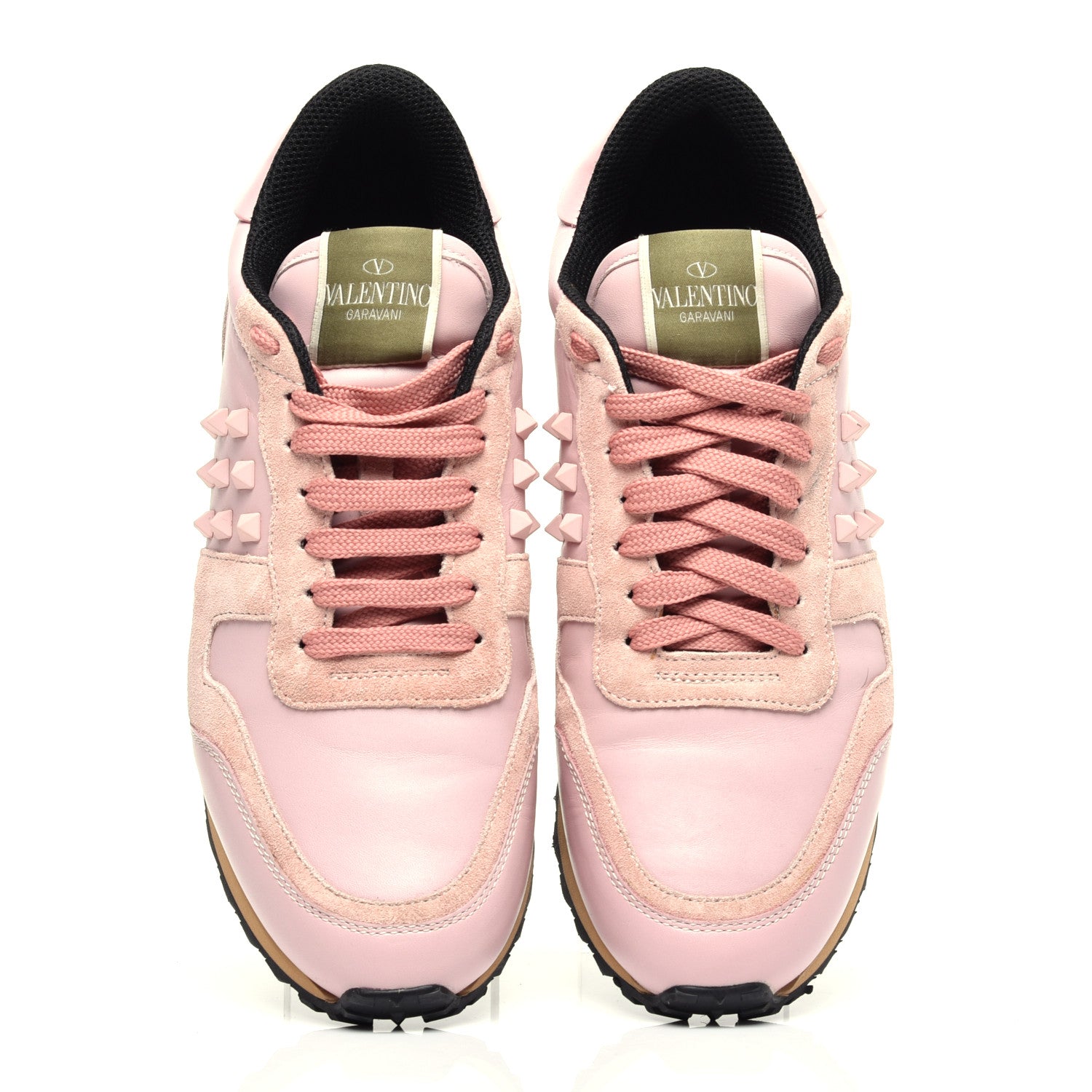 Valentino Garavani Calfskin Suede Rockstud Sneakers 39 Pink 5 of 11