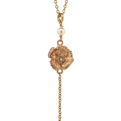 Christian Dior Metal Pearl Flower Double Necklace Rose Gold 10 of 10