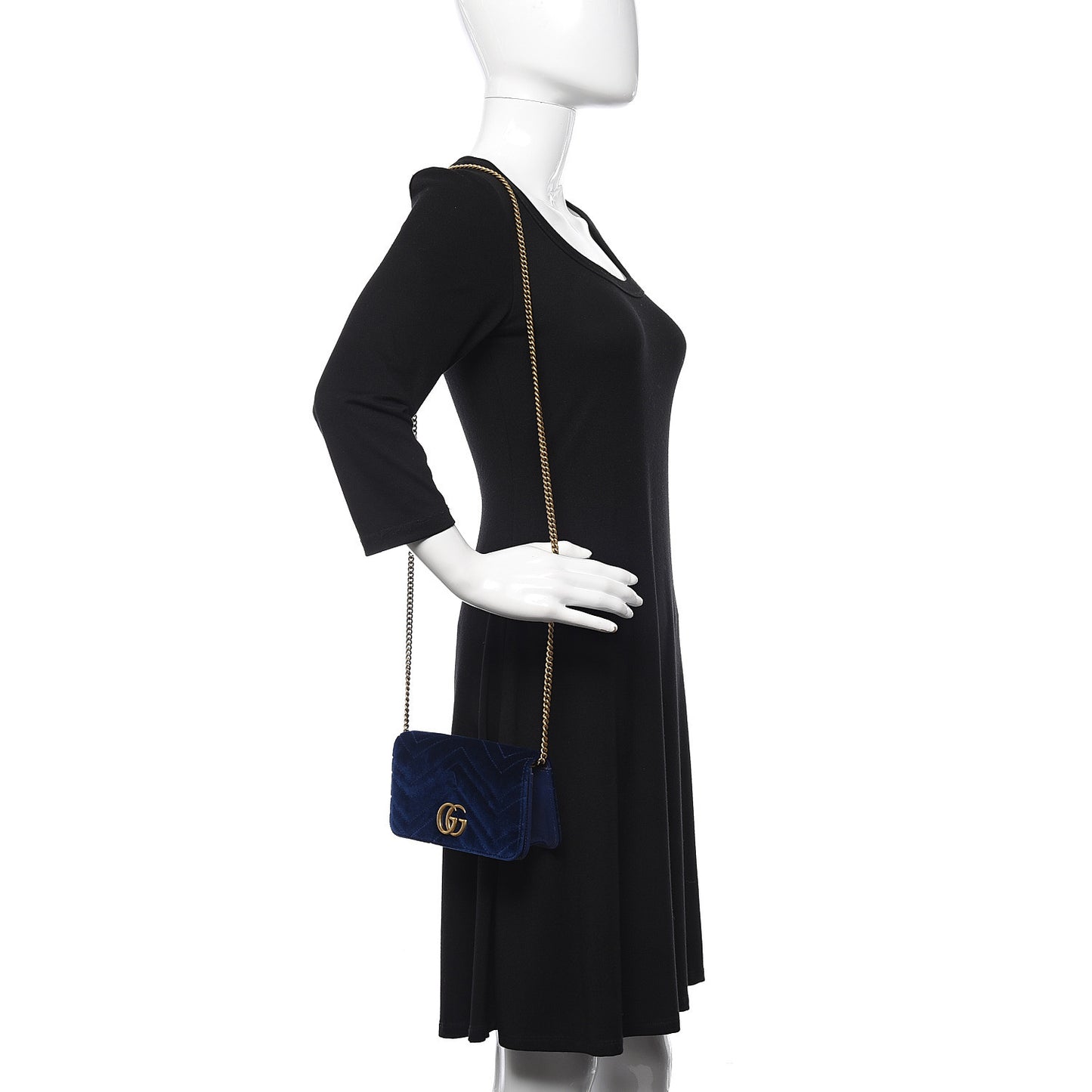 Velvet Matelasse GG Marmont Mini Bag Cobalt Blue