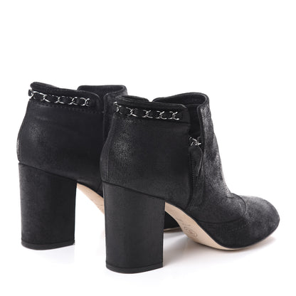 Chanel Suede CC Chain Ankle Boots 38.5 Black 4 of 7