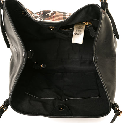Burberry Nylon Calfskin Camouflage Check Small Canterbury Tote Black 5 of 11