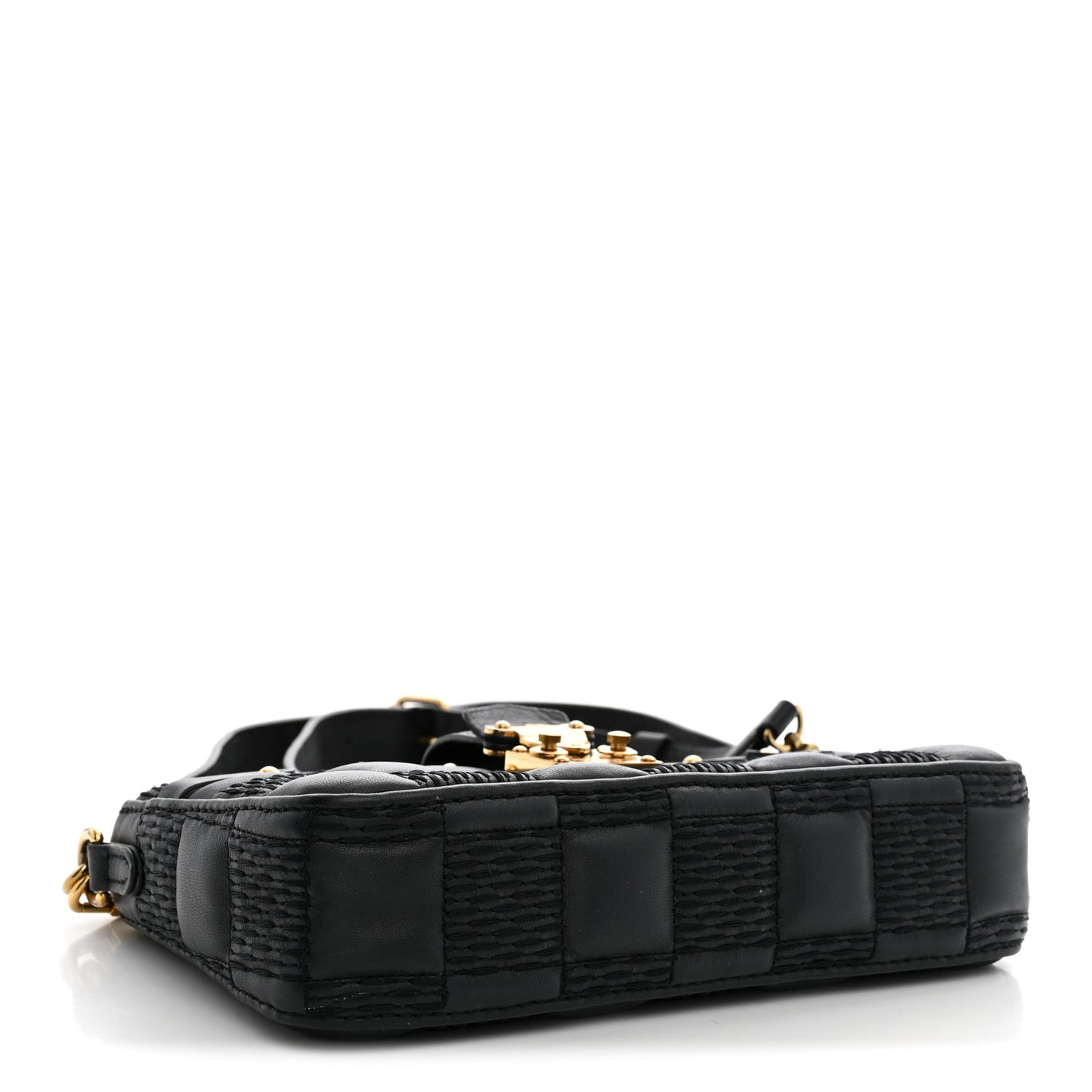 Lambskin Damier Quilt Troca PM Black