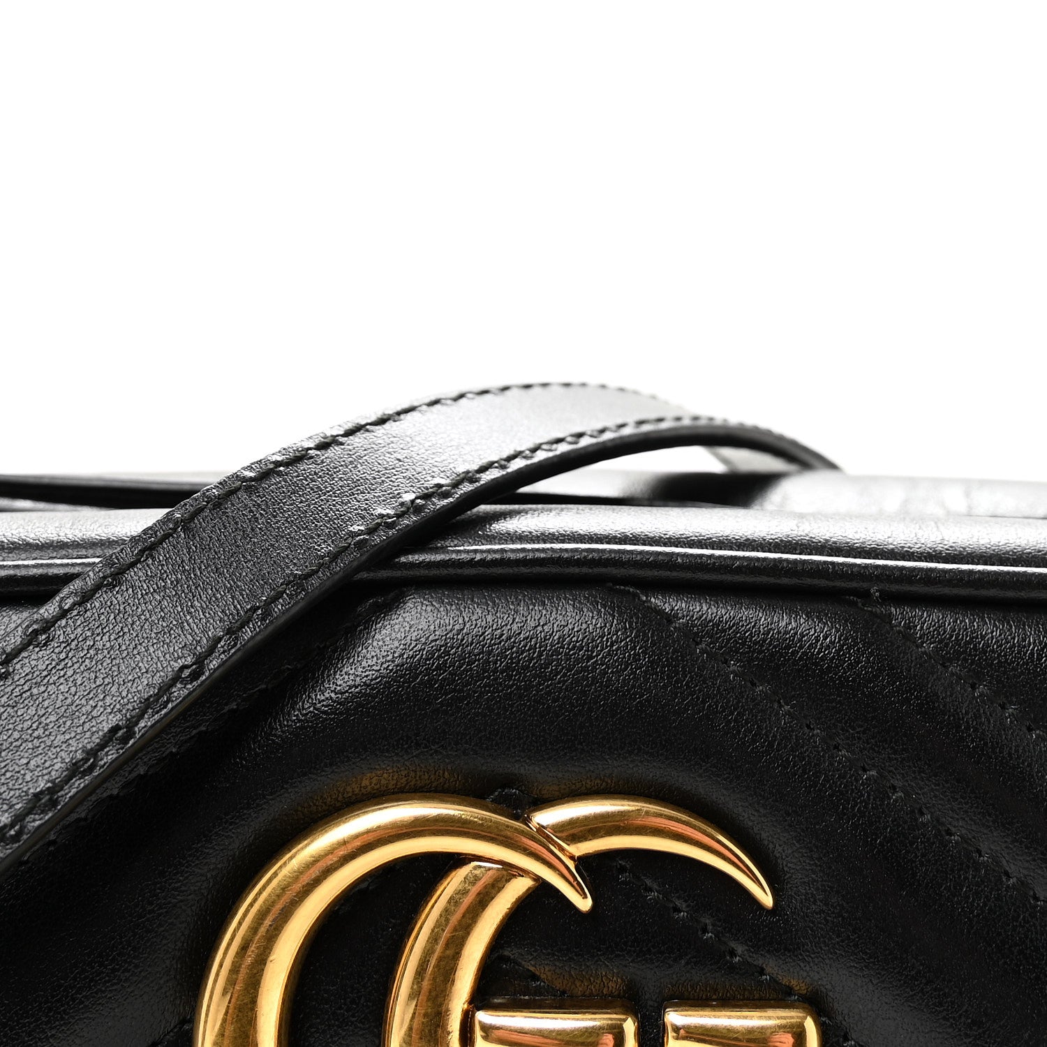 Gucci Calfskin Matelasse Small GG Marmont Chain Shoulder Bag Black 8 of 10