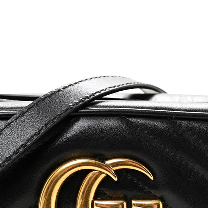 Gucci Calfskin Matelasse Small GG Marmont Chain Shoulder Bag Black 8 of 10