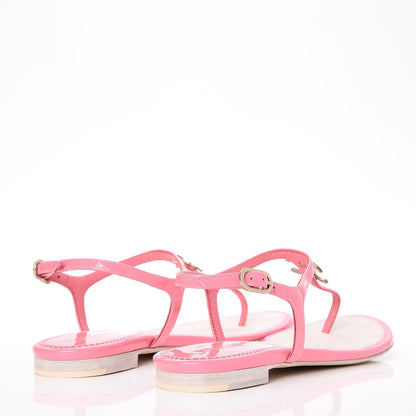 Chanel Patent Calfskin CC Logo Thong Sandals 35 Pink 4 of 8