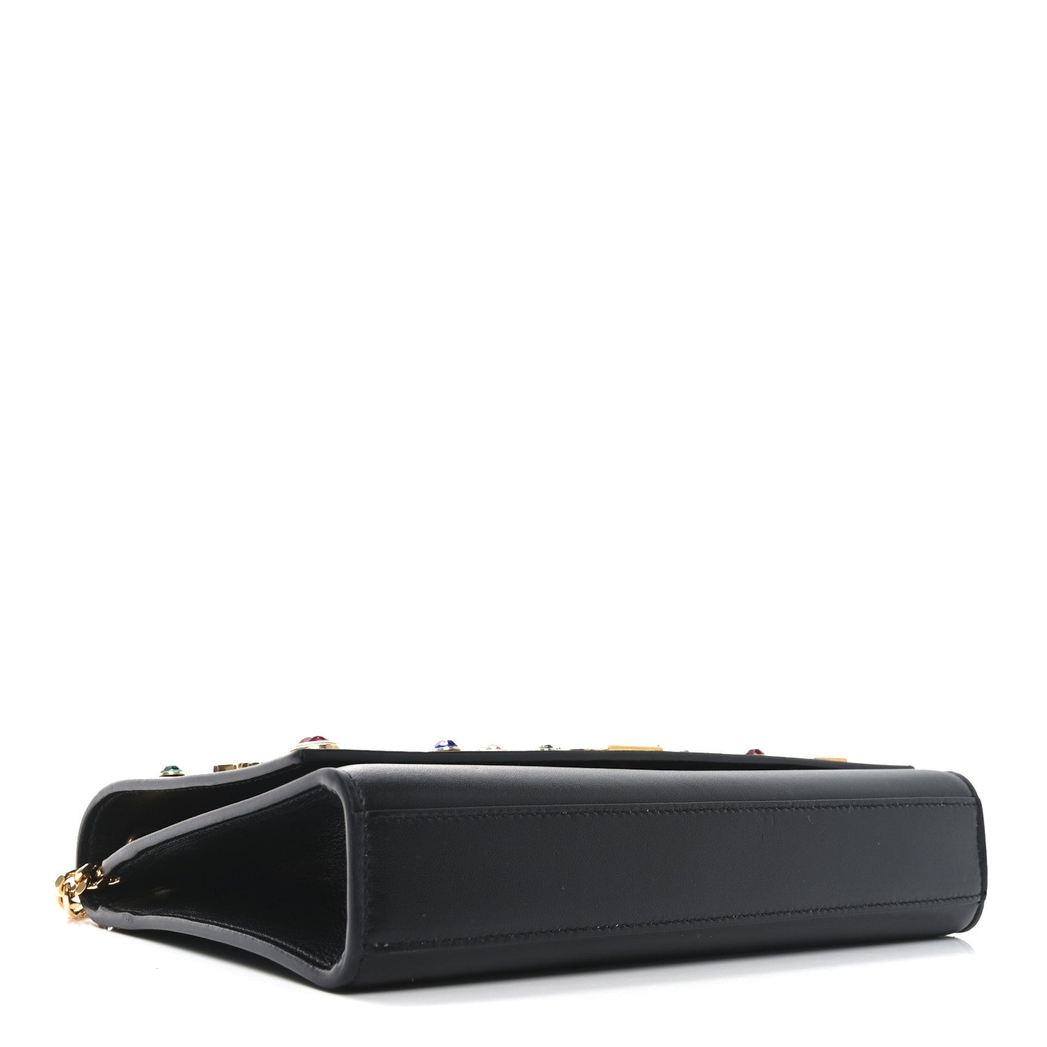 Saint Laurent Calfskin Crystal Medium Monogram Kate Satchel Black 4 of 10