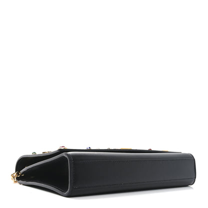 Saint Laurent Calfskin Crystal Medium Monogram Kate Satchel Black 4 of 10