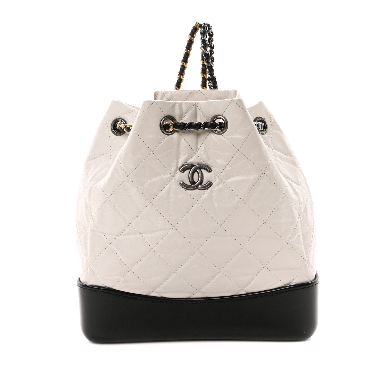 Chanel Aged Calfskin Quilted Small Gabrielle Backpack Black White 1 of 10