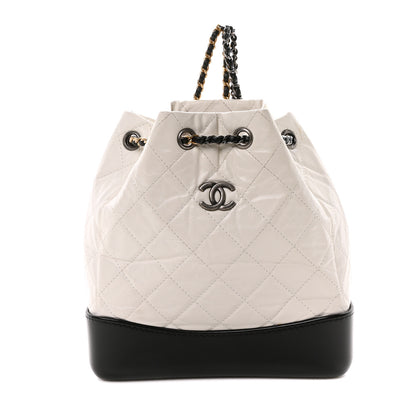 Chanel Aged Calfskin Quilted Small Gabrielle Backpack Black White 1 of 10