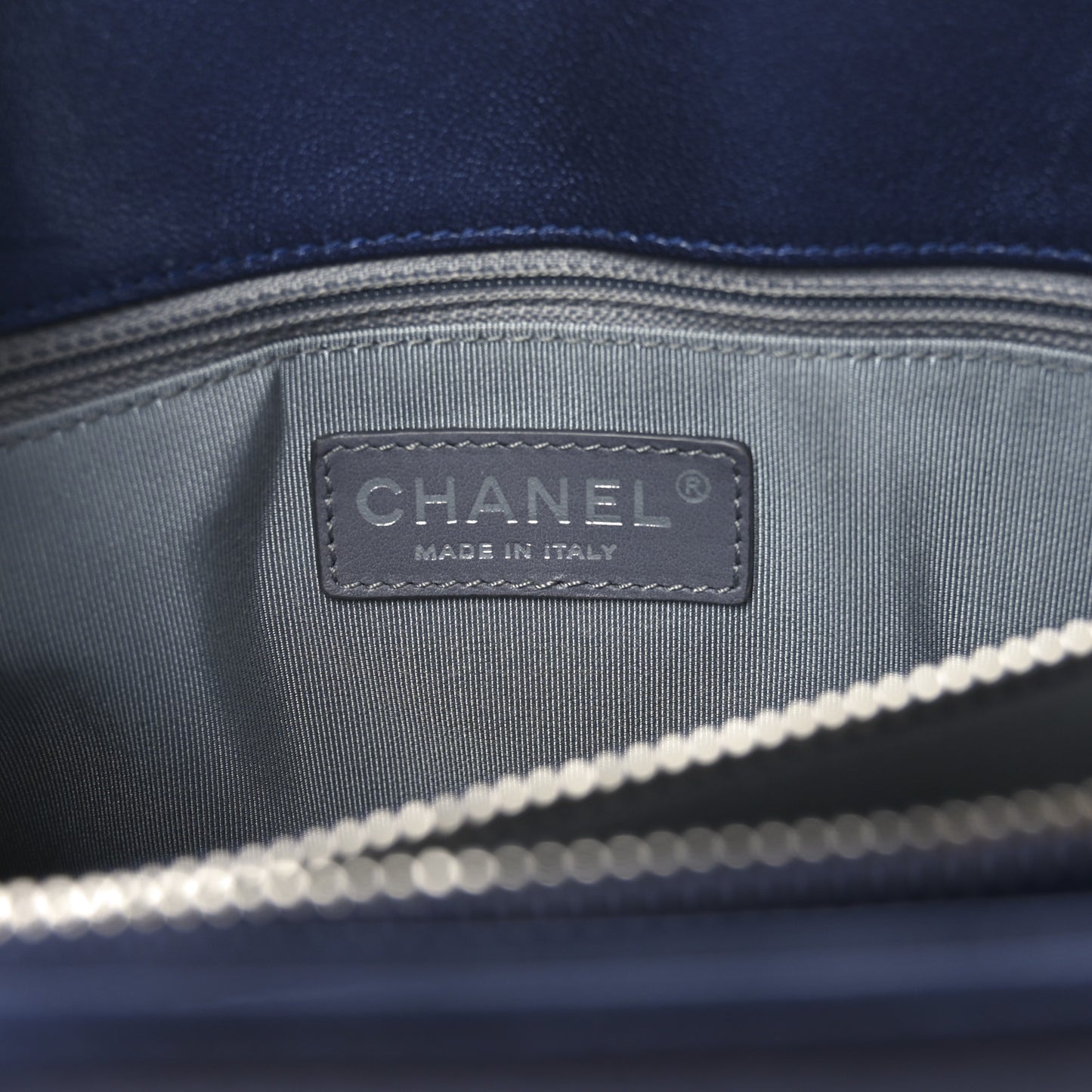 Sheepskin Chevron Quilted Mademoiselle Vintage Shopping Tote Navy