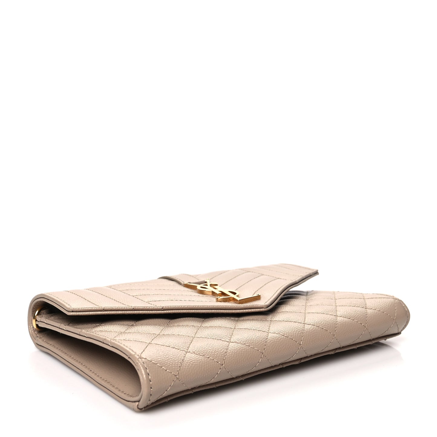 Grain De Poudre Textured Mixed Matelasse Triquilt Monogram Clutch Dark Beige