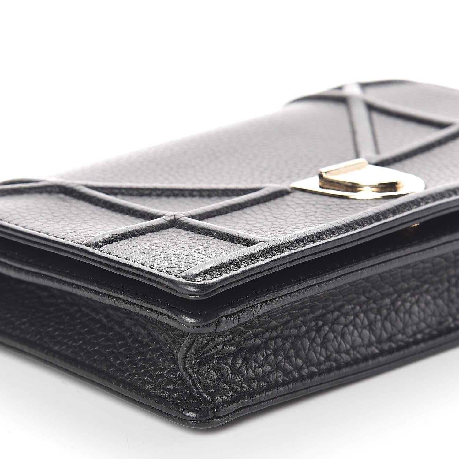 Christian Dior Grained Calfskin Diorama Wallet on Chain Pouch Black 8 of 9