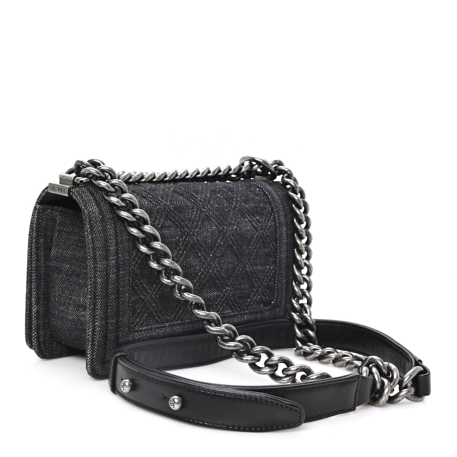 Chanel Denim Quilted Small Boy Flap Black 3 of 10