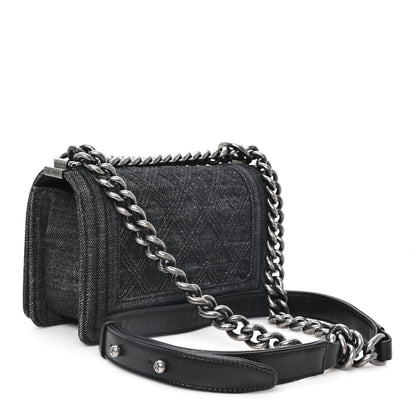Chanel Denim Quilted Small Boy Flap Black 3 of 10