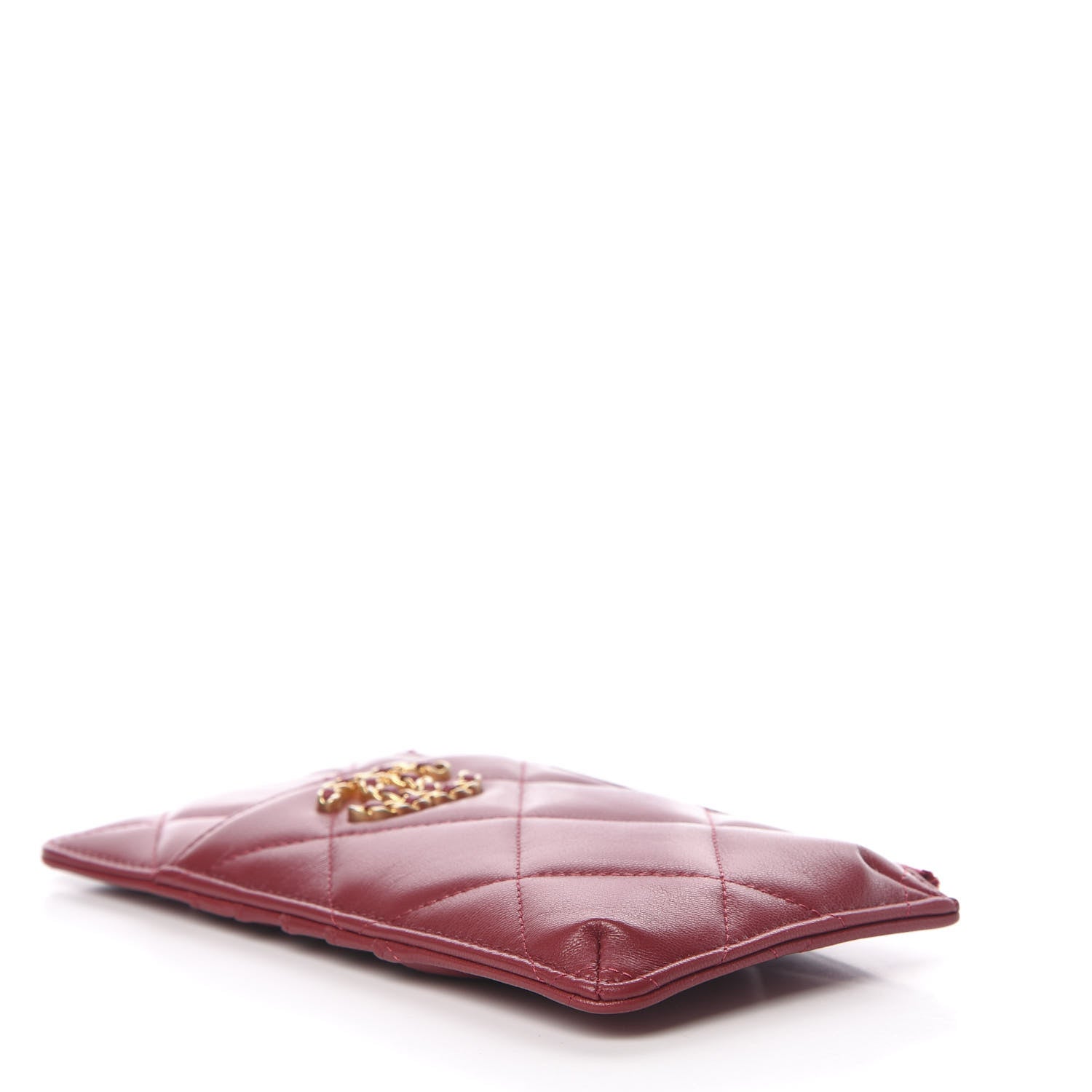 Chanel Shiny Goatskin Quilted 19 Flat Wallet Pouch Red 3 of 7